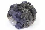 Purple Cubic Fluorite Crystals on Sphalerite - Elmwood Mine #240506-1